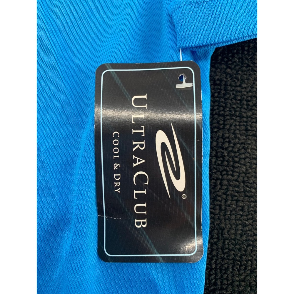 UltraClub Mens Performance Polo Shirt Cool Dry Blue Size Large Short Sleeve - Picture 7 of 7